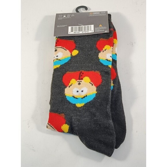 South Park Cartman Crew Socks Men's Size 6-12 Black Graphic 1 Pair - Picture 4 of 5